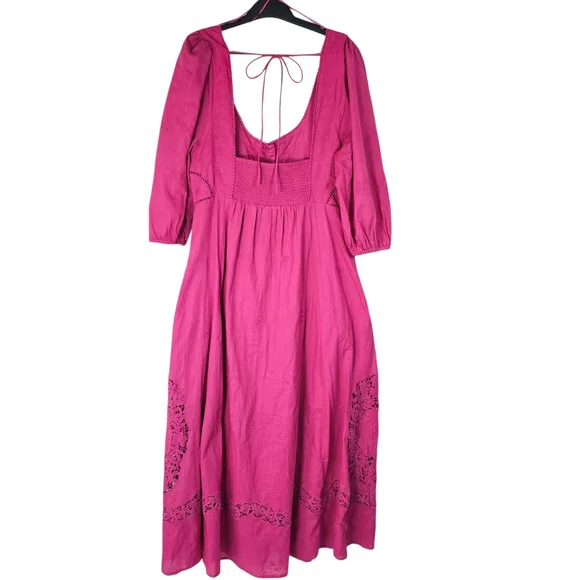 Free People Lisa Lace Midi Dress Hollyhock Size L
